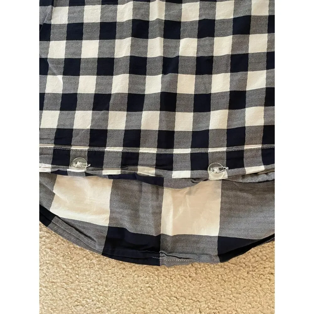 Pottery Barn Check Organic Cotton Blue White Full/Queen Duvet Cover 92x88